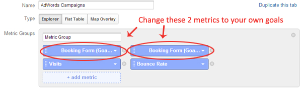 Configuring Goals in Custom Report