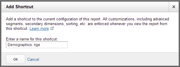 Creating a Shortcut in Google Analytics