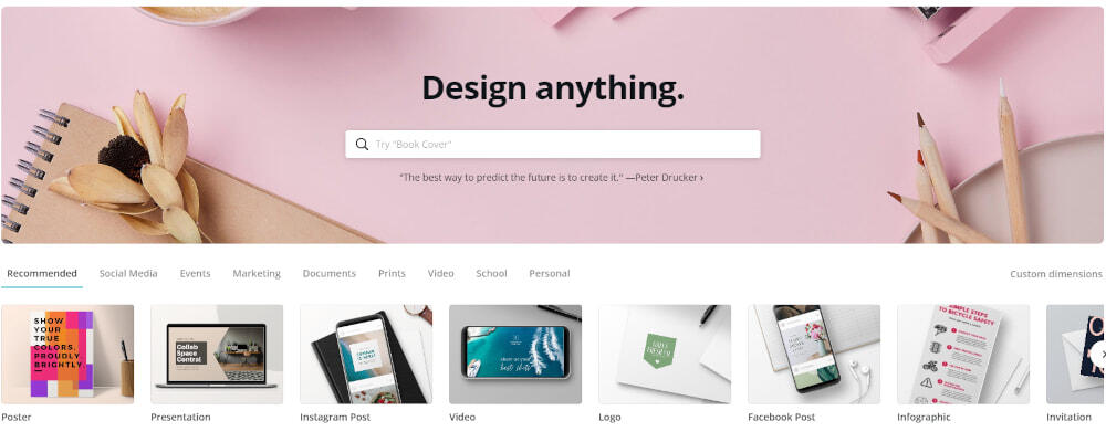 Canva Home Page