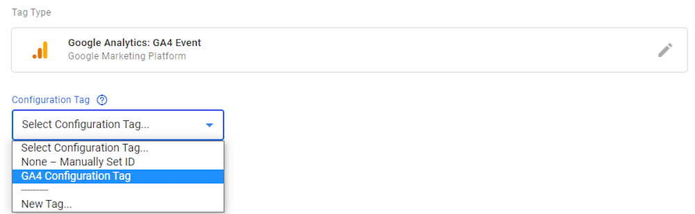 Selecting the GA4 Configuration Tag