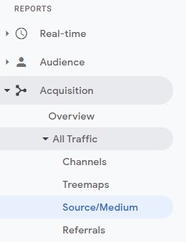 Location of the Source / Medium Report (UA)