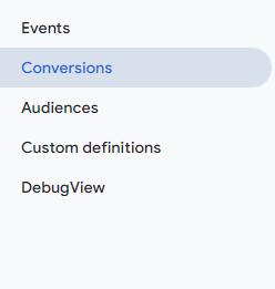 GA4 Conversions Menu