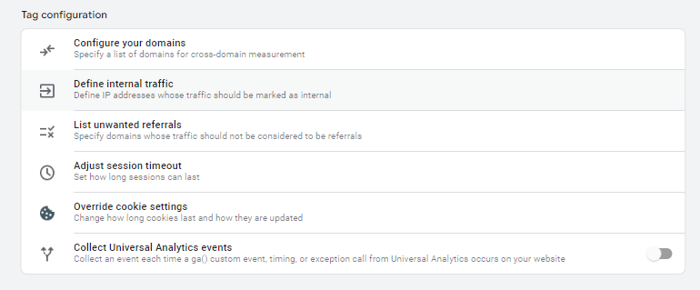 Define Internal Traffic Option