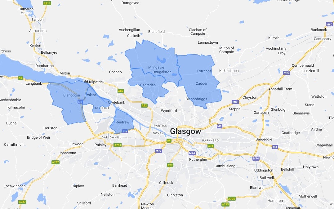 Targeted Areas Around Glasgow