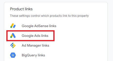 Google Ads Linking Option