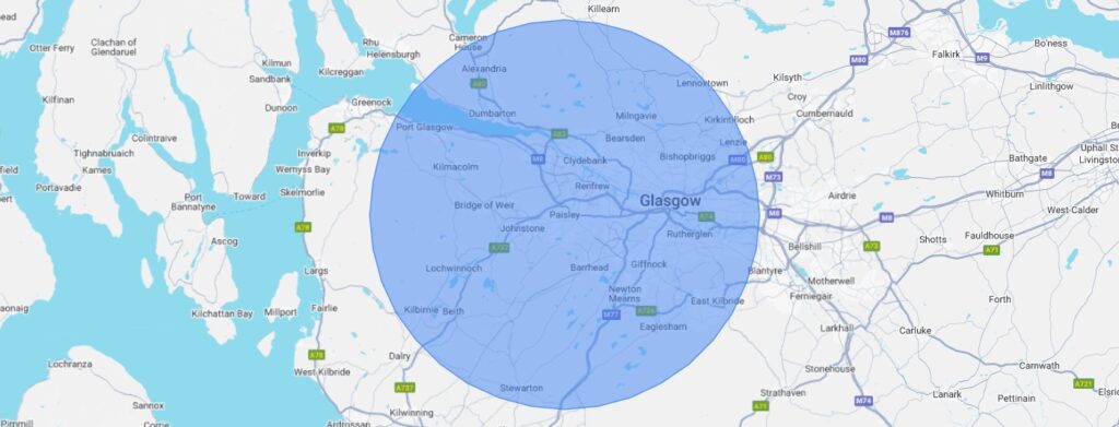 Geotargeting Radius Around Paisley, Scotland